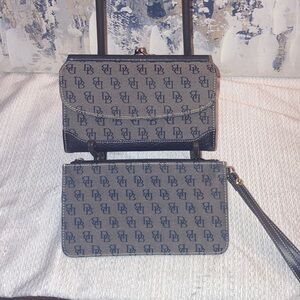 Dooney & Bourke Gray Monogram Wallet  and Wristlet . Signature
D& B Fabric